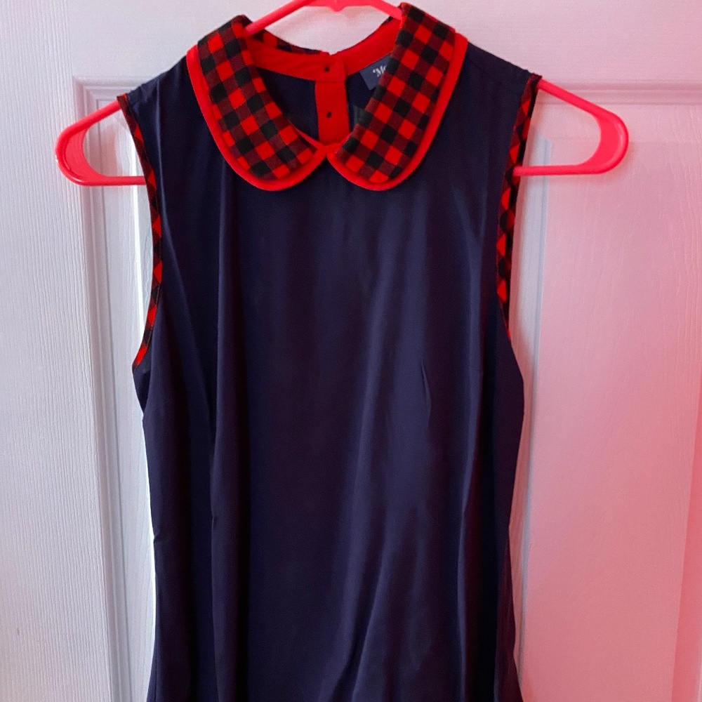 Women's Strapless Navy Collared Top - XS